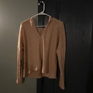 Tan Long Sleeve V-Neck Sweater and matching shorts